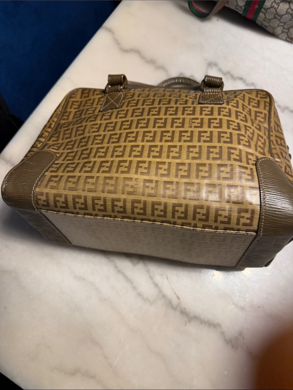 PRE-OWNED Fendi Tan/Brown FF Monogram Toiletry Bag